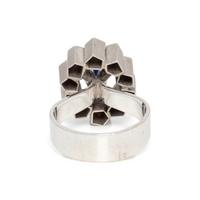 SYNTHETIC SAPPHIRE AND DIAMOND RING