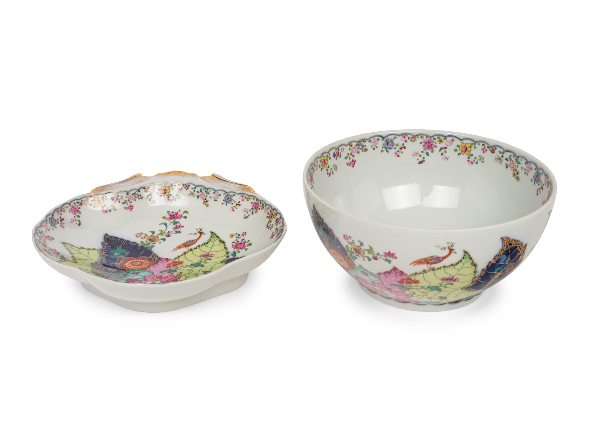 Two Mottahedeh "Tobacco Leaf" Porcelain Articles