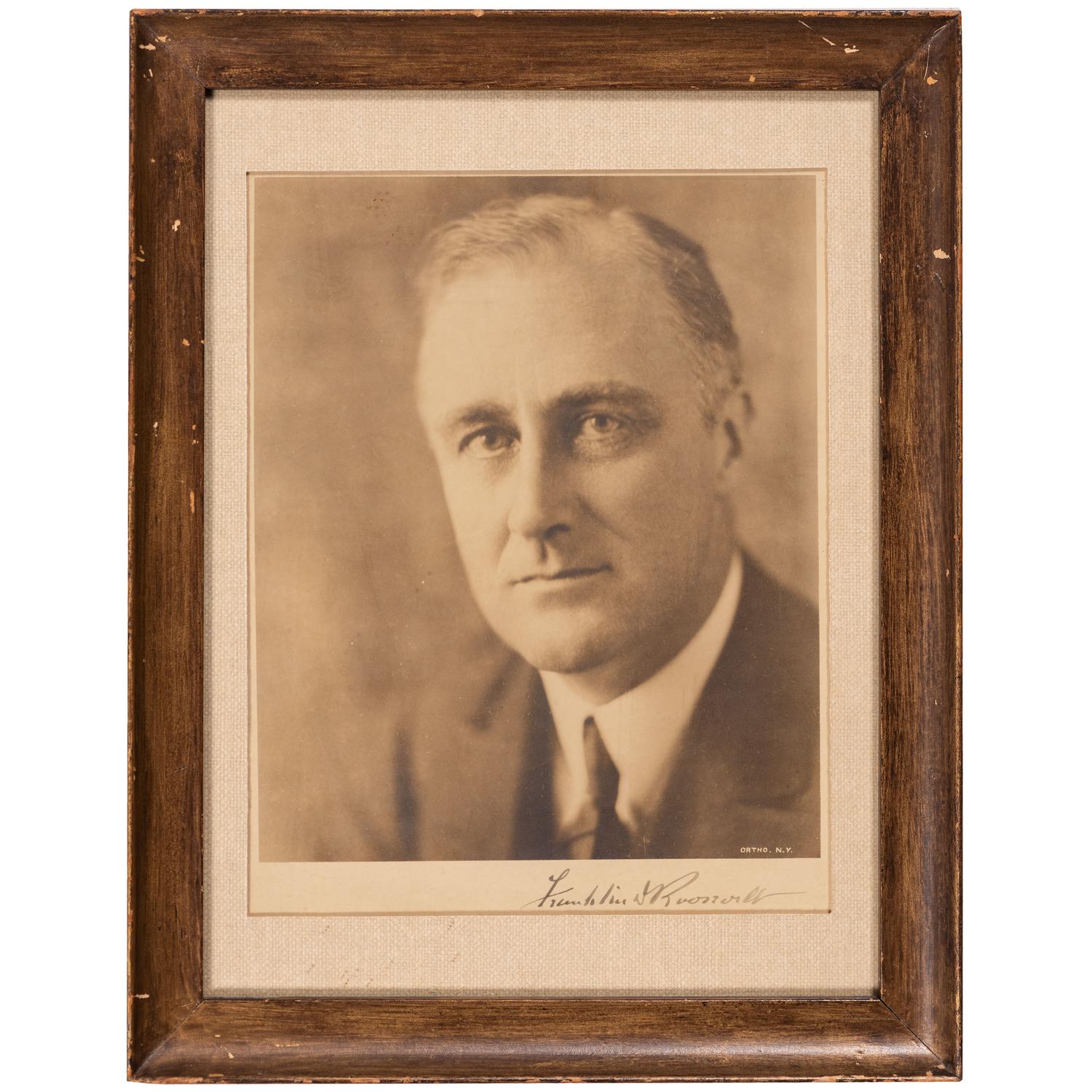 ROOSEVELT, Franklin Delano (1882-1945). Photograph signed below image ("Franklin D. Roosevelt"). N.p., n.d.