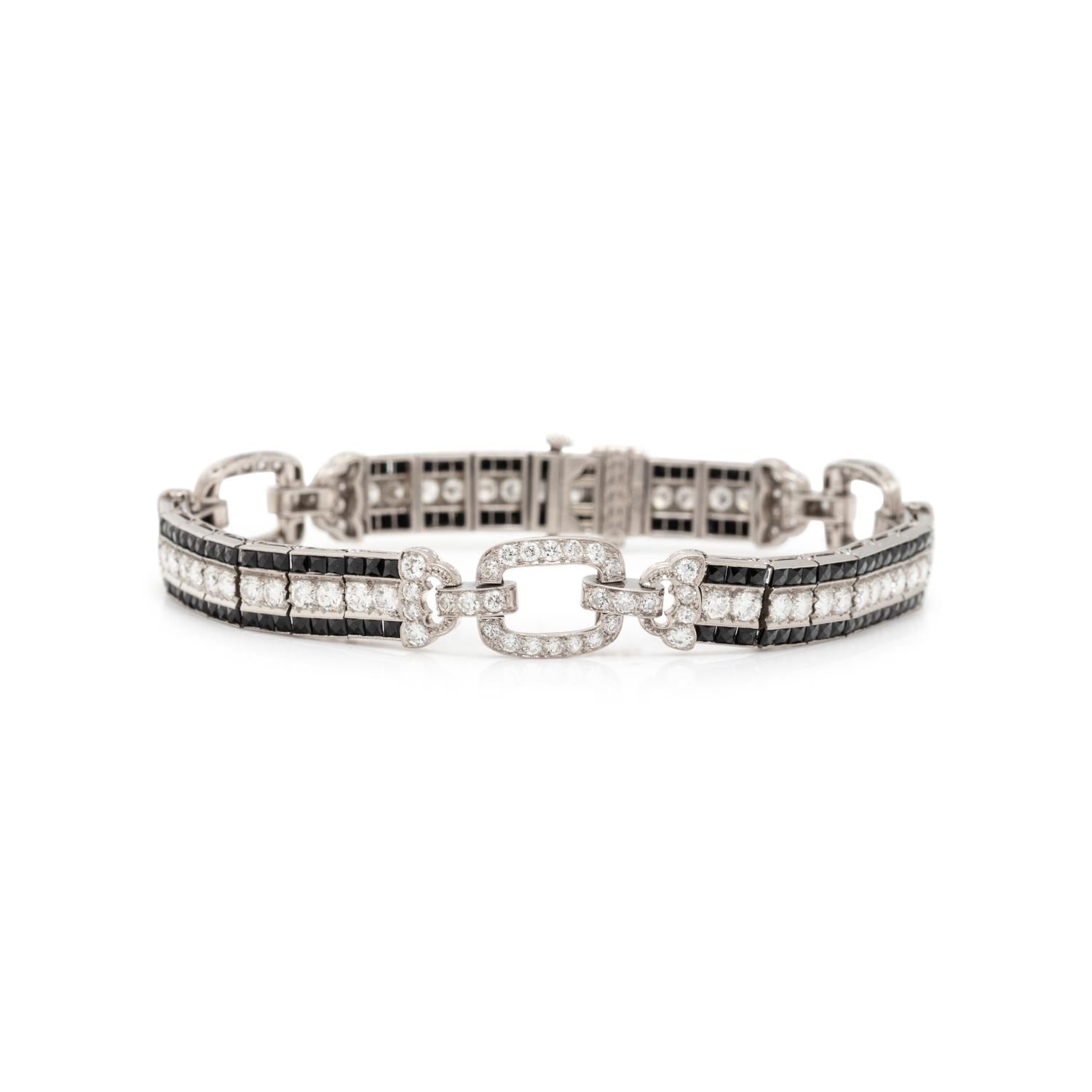 BLACK, STARR & FROST, ART DECO, DIAMOND AND ONYX BRACELET