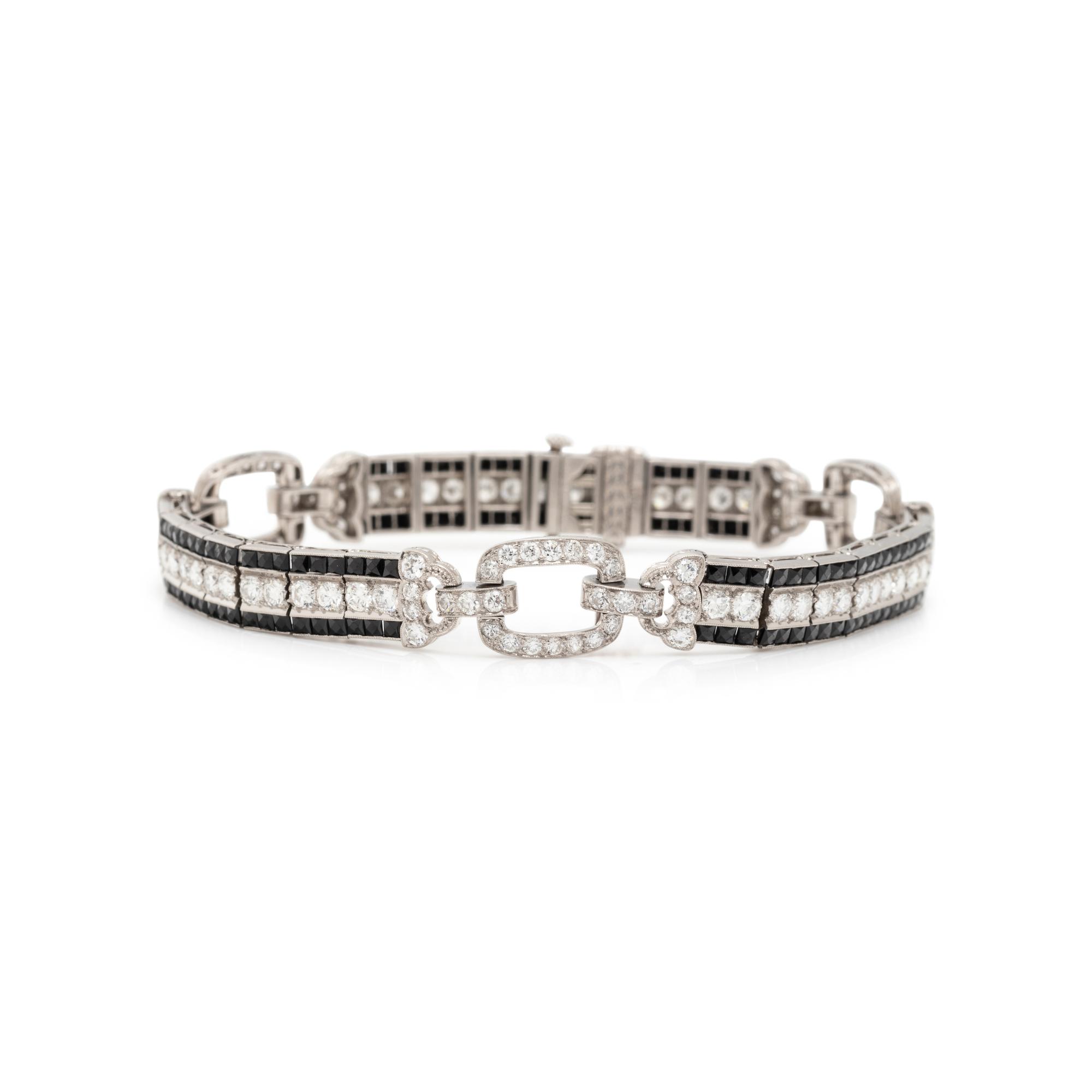 BLACK, STARR & FROST, ART DECO, DIAMOND AND ONYX BRACELET