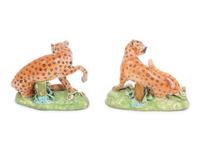 A Pair of Derby Porcelain Leopards