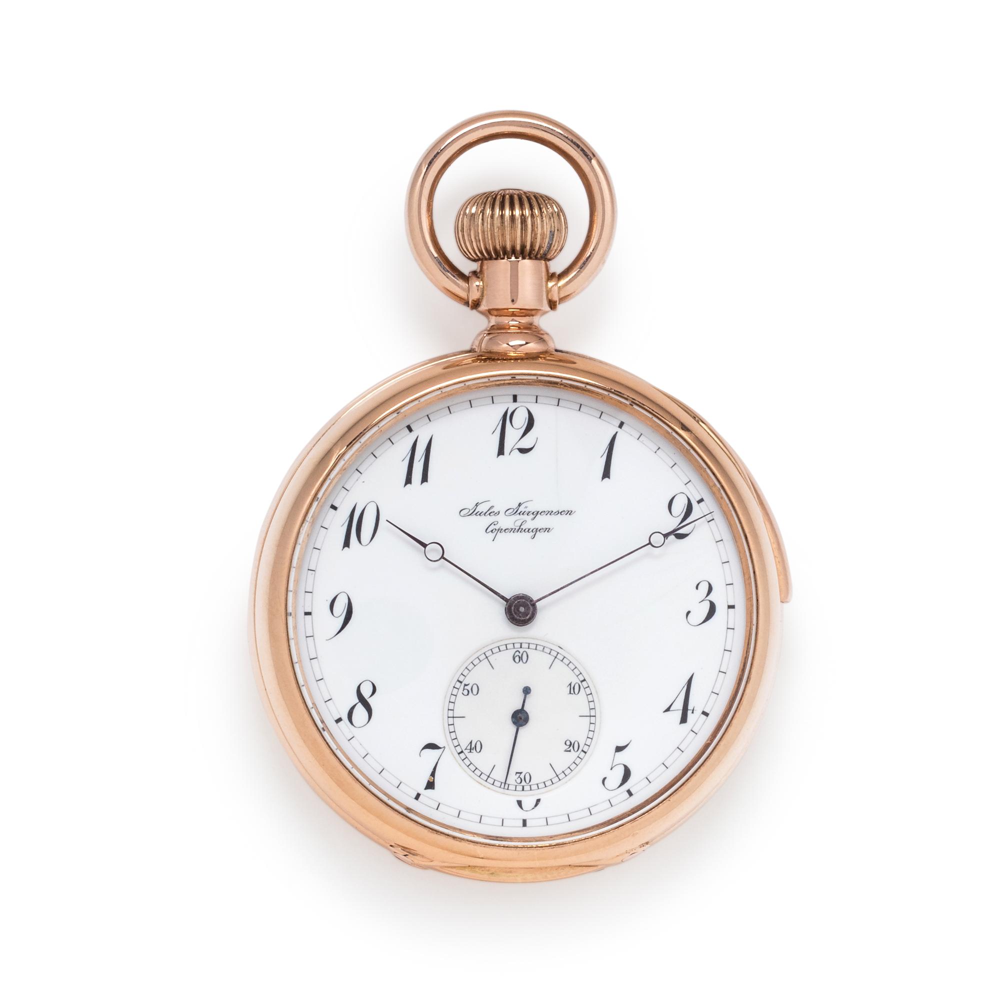 JULES JURGENSEN, 18K PINK GOLD FIVE MINUTE REPEATER OPEN FACE POCKET WATCH