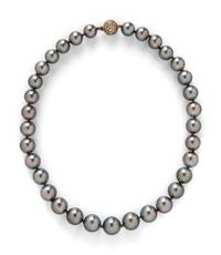 GRAY CULTURED PEARL AND DIAMOND NECKLACE