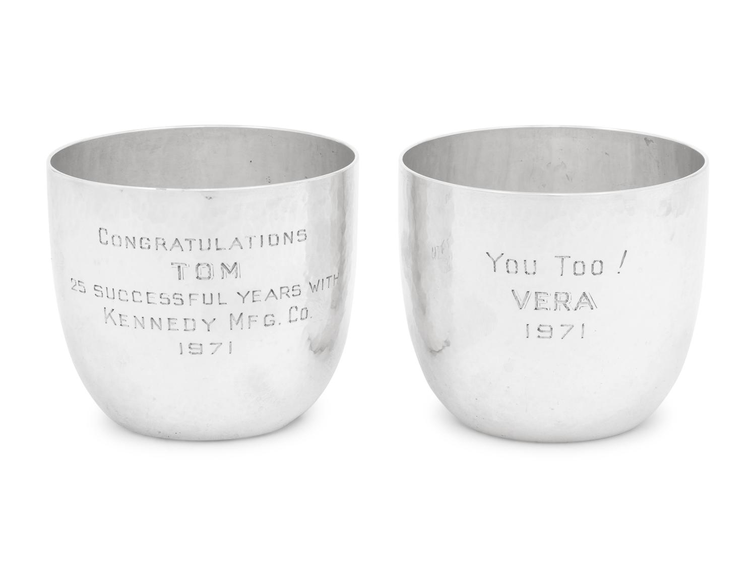 A Pair of American Silver Beakers
