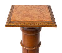 An Italian Carved Walnut Marble-Top Pedestal