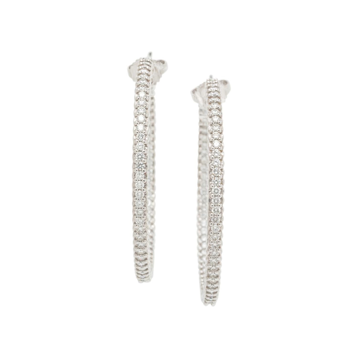 PAUL MORELLI, DIAMOND AND WHITE GOLD INSIDE OUT HOOP EARRINGS
