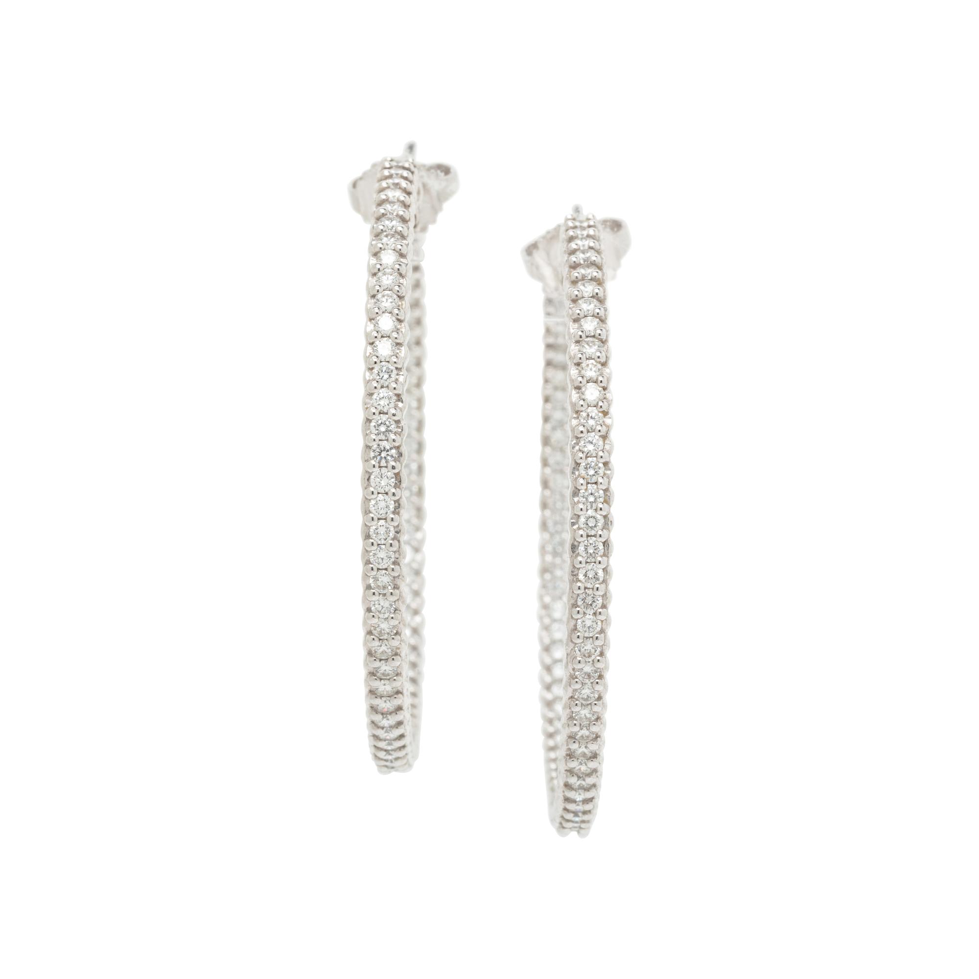 PAUL MORELLI, DIAMOND AND WHITE GOLD INSIDE OUT HOOP EARRINGS