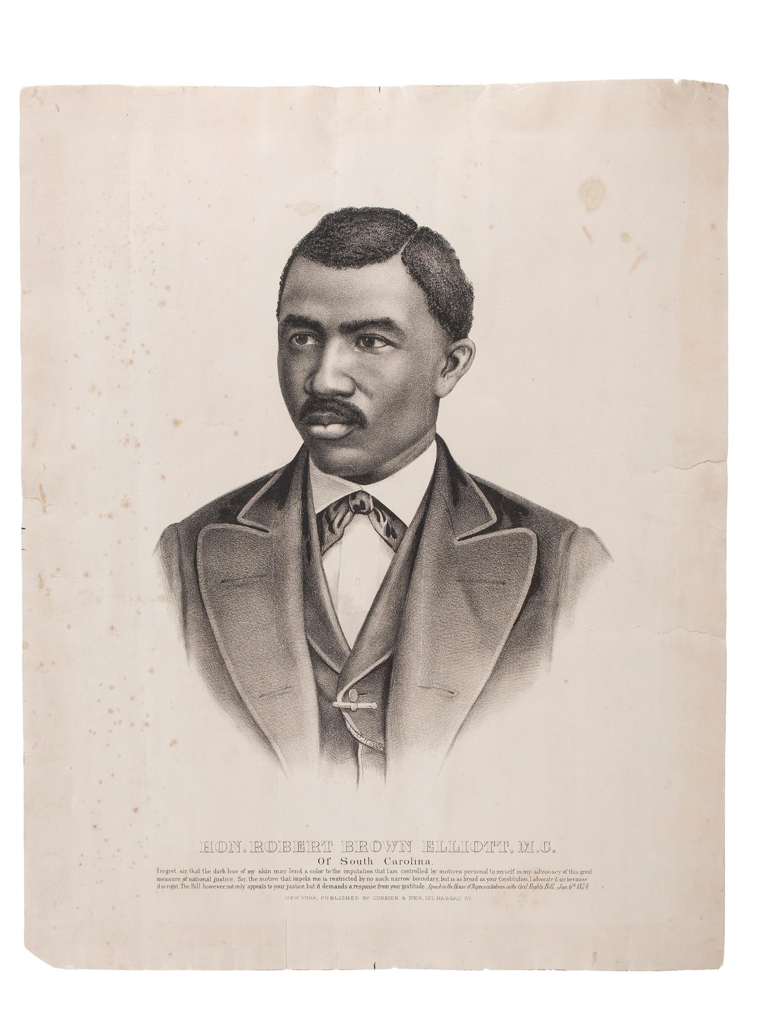 [RECONSTRUCTION - CIVIL RIGHTS]. ELLIOTT, Robert Brown (1842-1884). "Civil Rights." Speech of Hon. Robert B. Elliott, of South Carolina, in the House of Representatives, January 6, 1874. [Washington]: [Beardsley & Snodgrass], 1874.