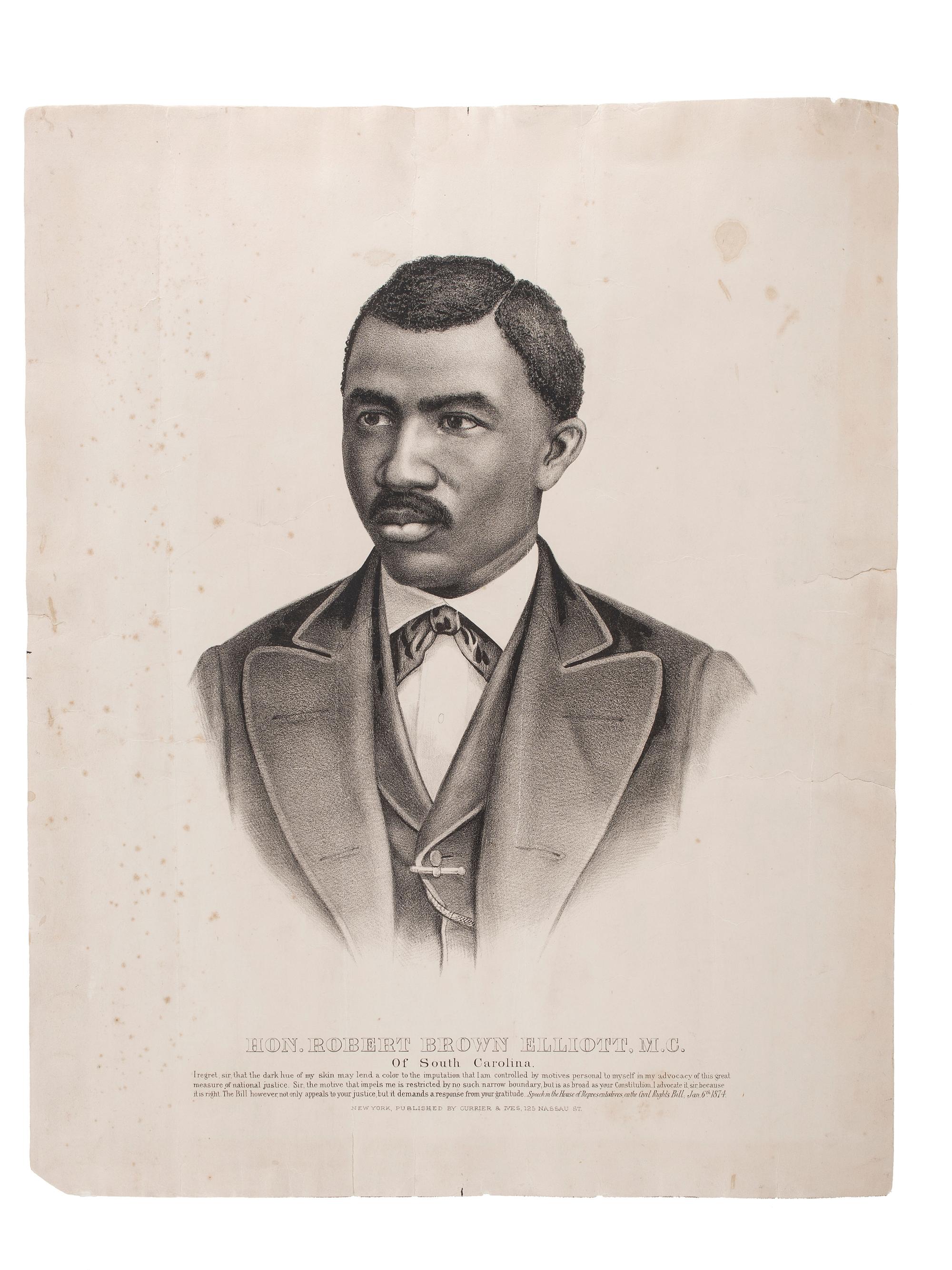 [RECONSTRUCTION - CIVIL RIGHTS]. ELLIOTT, Robert Brown (1842-1884). "Civil Rights." Speech of Hon. Robert B. Elliott, of South Carolina, in the House of Representatives, January 6, 1874. [Washington]: [Beardsley & Snodgrass], 1874.