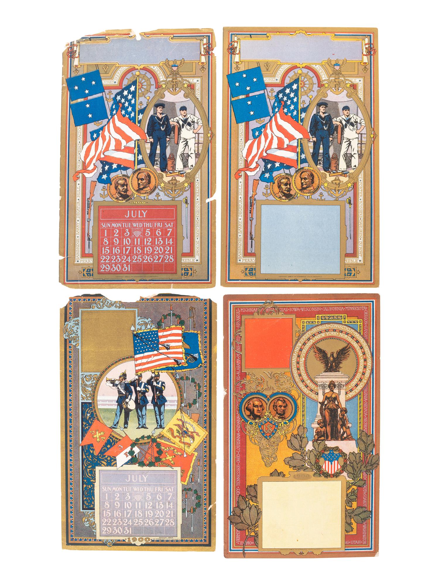 [ADVERTISING]. Bullock Electric Mfg. Co., complete run of 12 calendar cards for January-December 1904. Cincinnati, OH: Strobridge Litho. Co., 1903.