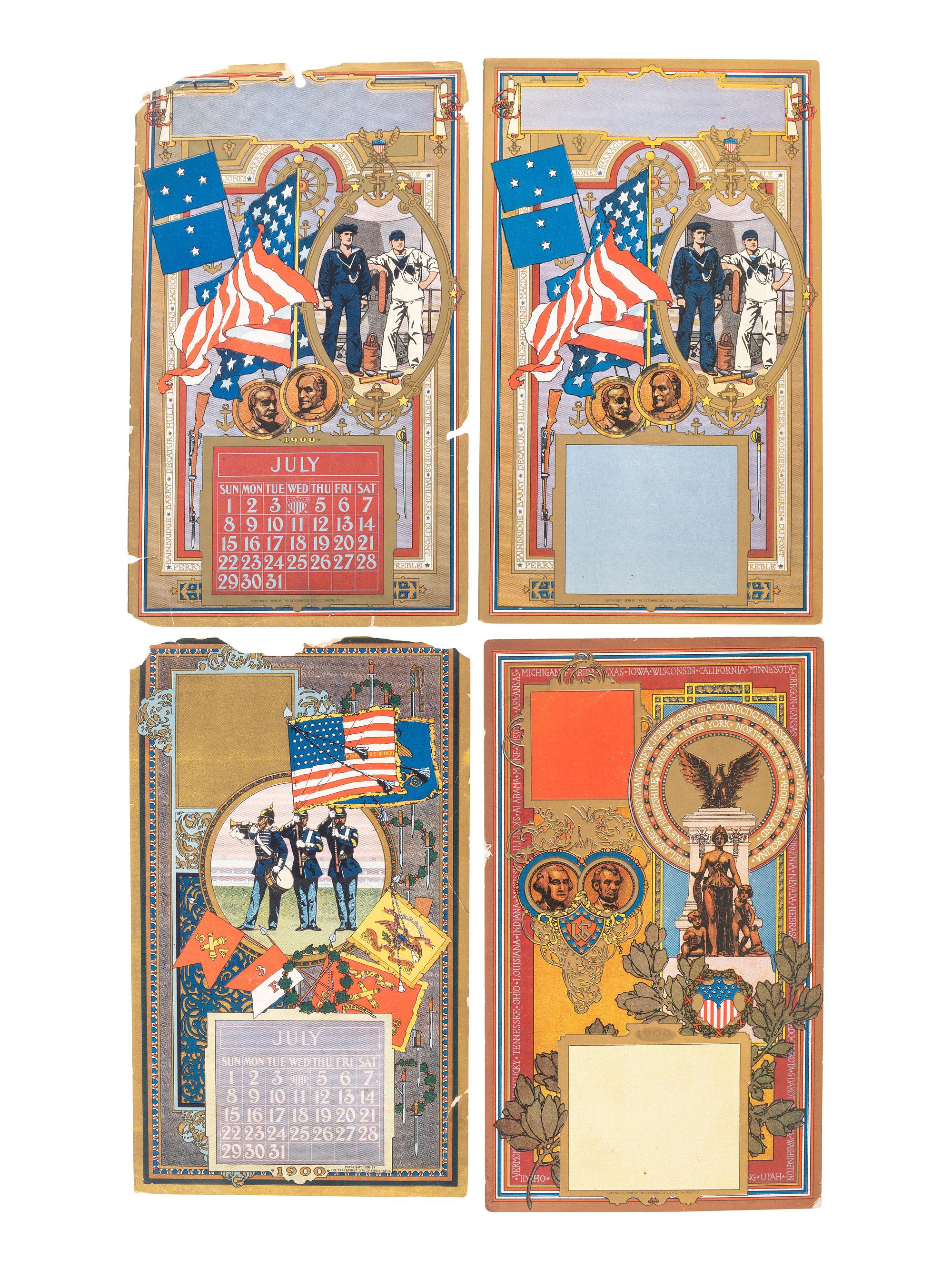 [ADVERTISING]. Bullock Electric Mfg. Co., complete run of 12 calendar cards for January-December 1904. Cincinnati, OH: Strobridge Litho. Co., 1903.