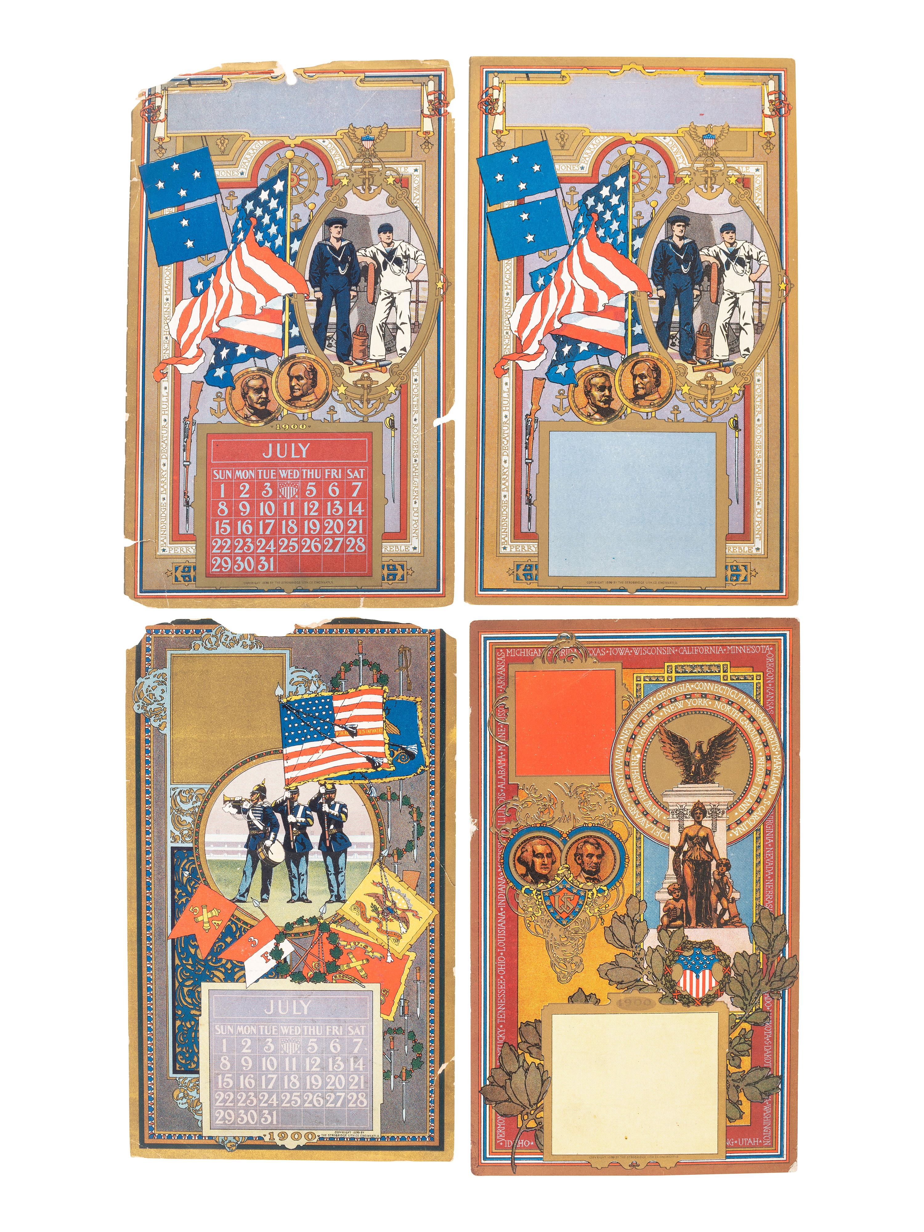 [ADVERTISING]. Bullock Electric Mfg. Co., complete run of 12 calendar cards for January-December 1904. Cincinnati, OH: Strobridge Litho. Co., 1903.