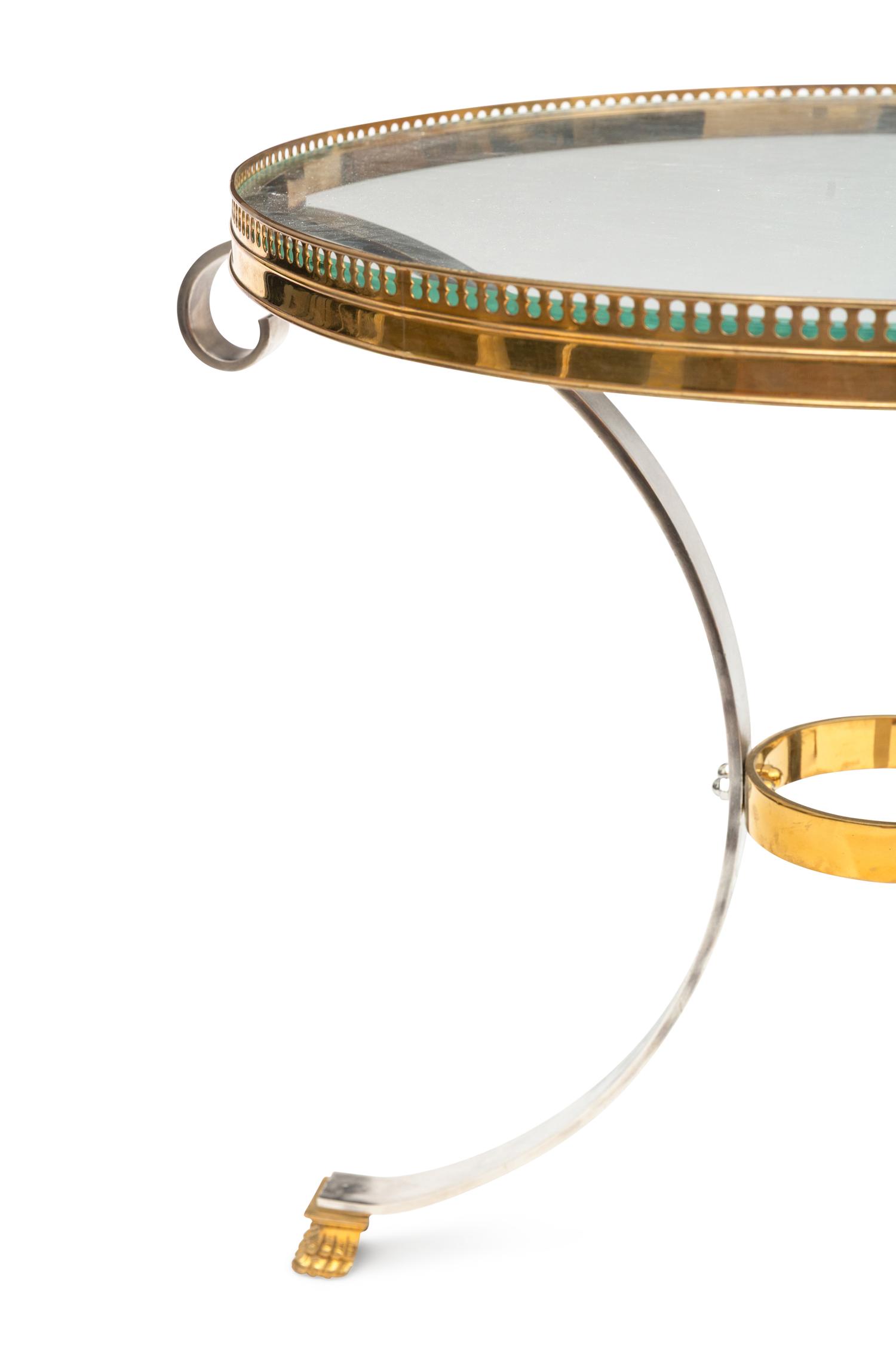 A Pair of Steel and Brass-Mounted Side Tables