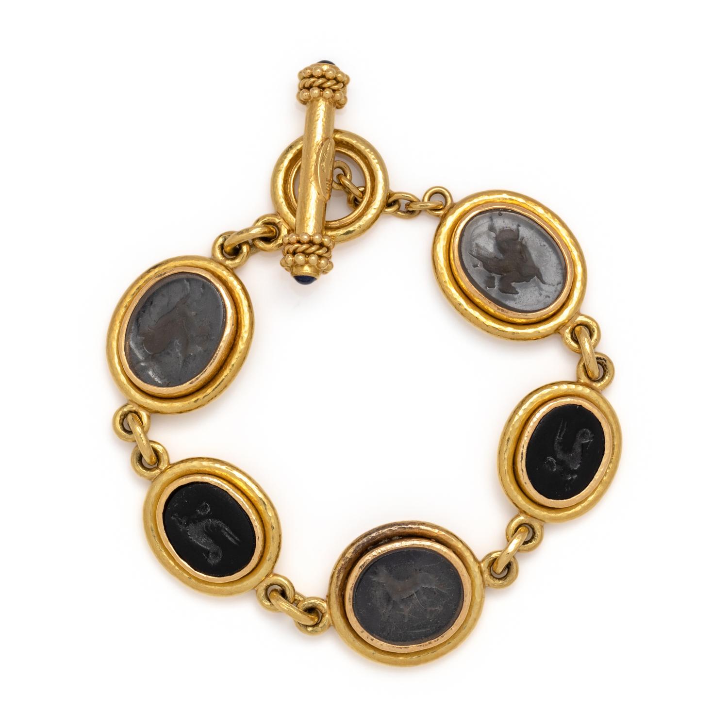 ELIZABETH LOCKE, YELLOW GOLD AND INTAGLIO BRACELET