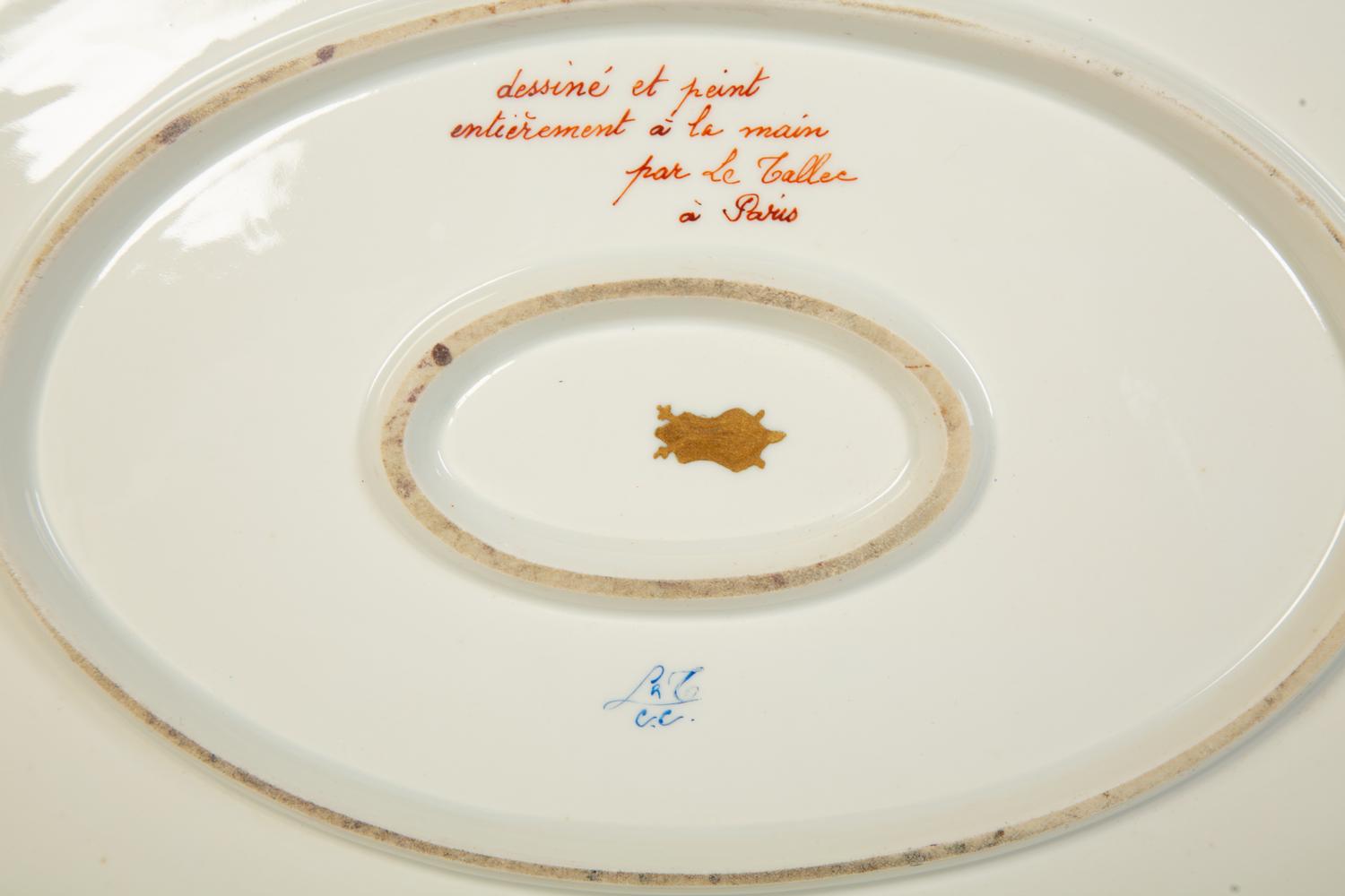 A Camille Le Tallec Hand Painted Porcelain Tureen and Platter — 19th Century