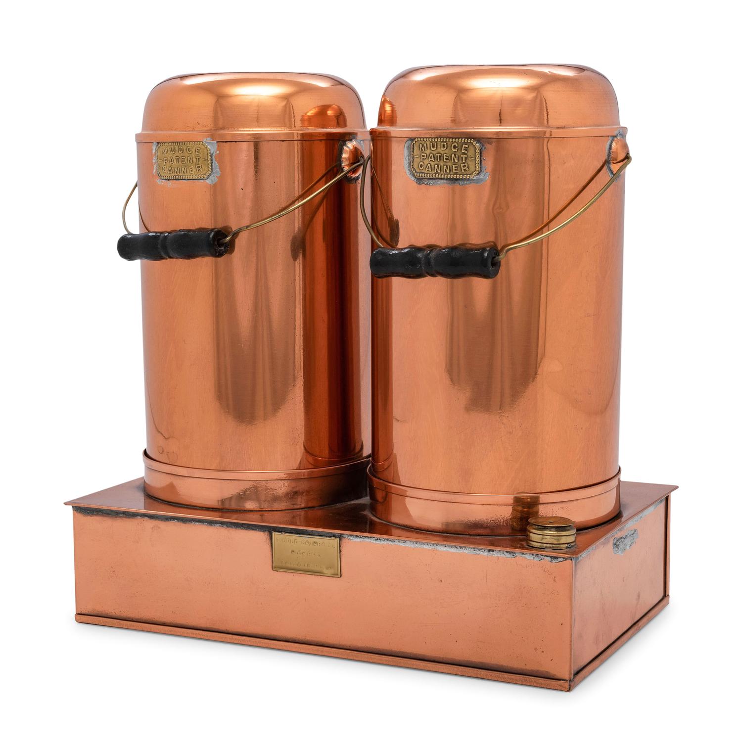Three Sets of American Copper Mudge Canners