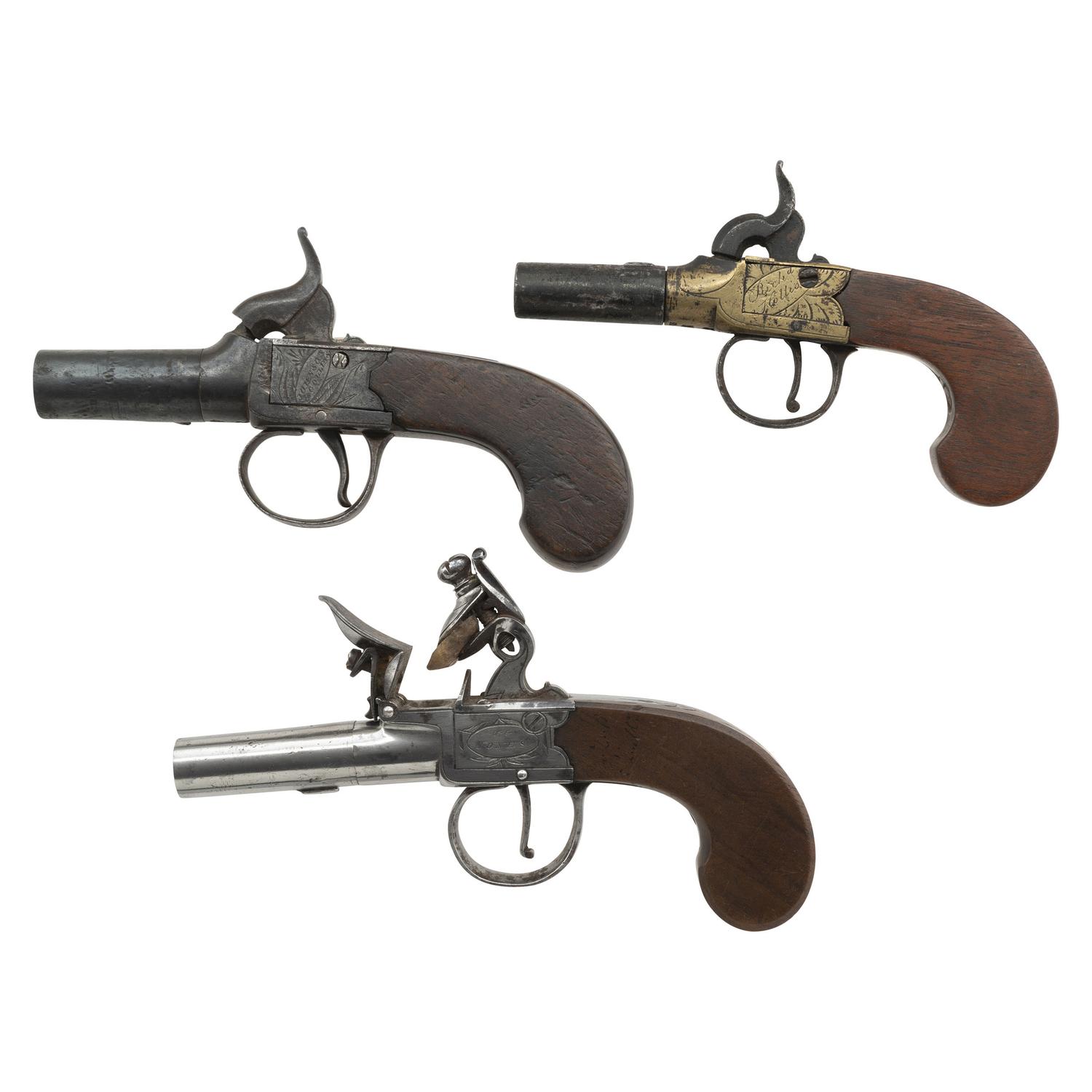 Lot of Three English Turn-Off Pistols