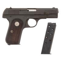 **British Proofed Lend Lease U.S. Military Colt Model 1903 Pocket Hammerless Pistol in Original Kraft Box with Two Magazines and Cleaning Rod