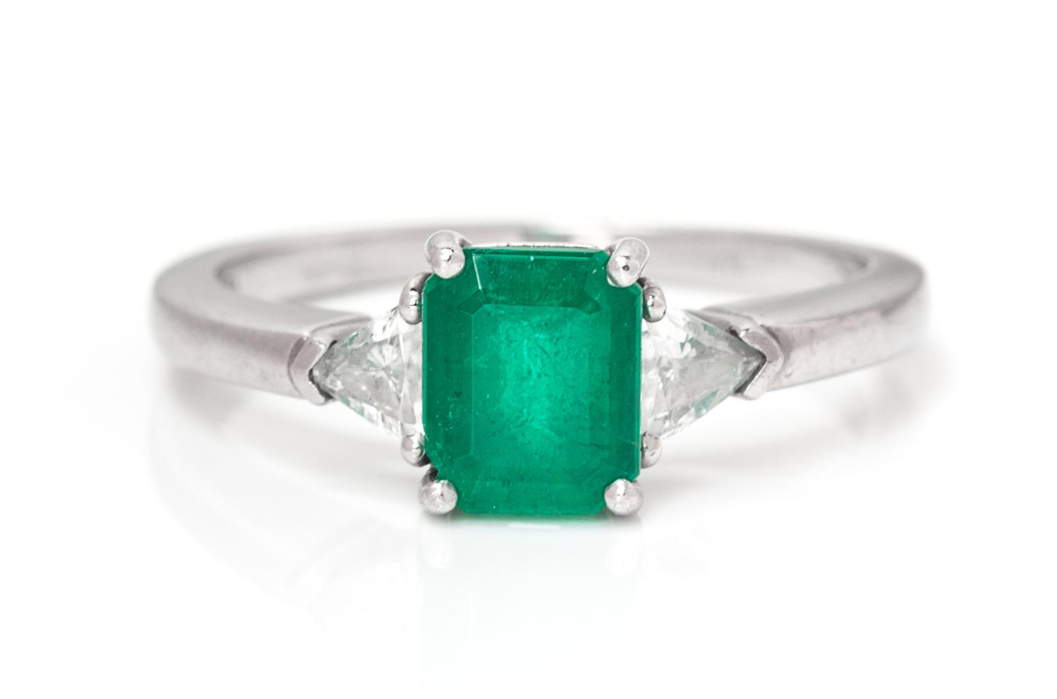 A Platinum, Emerald and Diamond Ring, Tiffany & Co., 3.00 dwts.