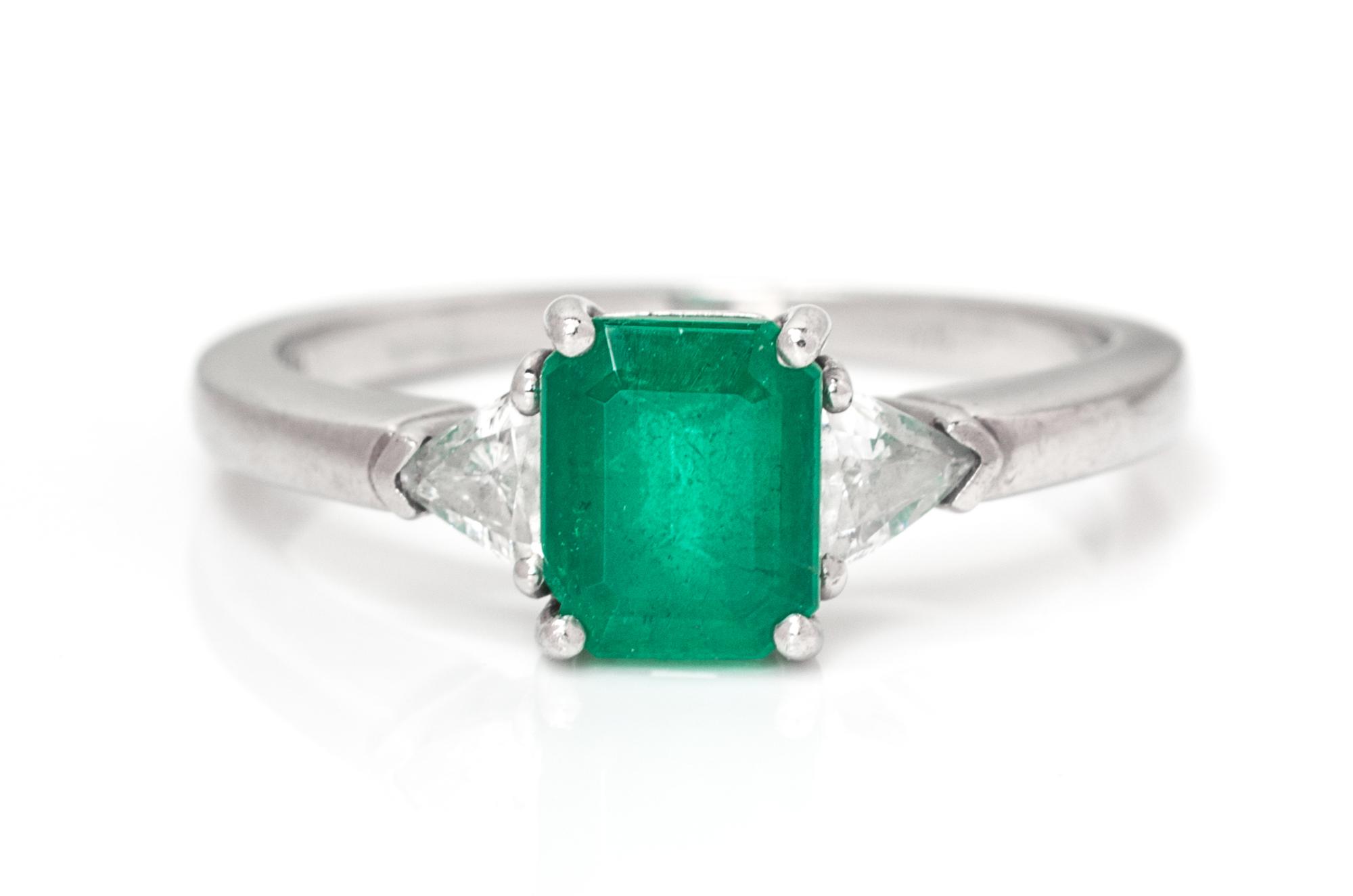 A Platinum, Emerald and Diamond Ring, Tiffany & Co., 3.00 dwts.