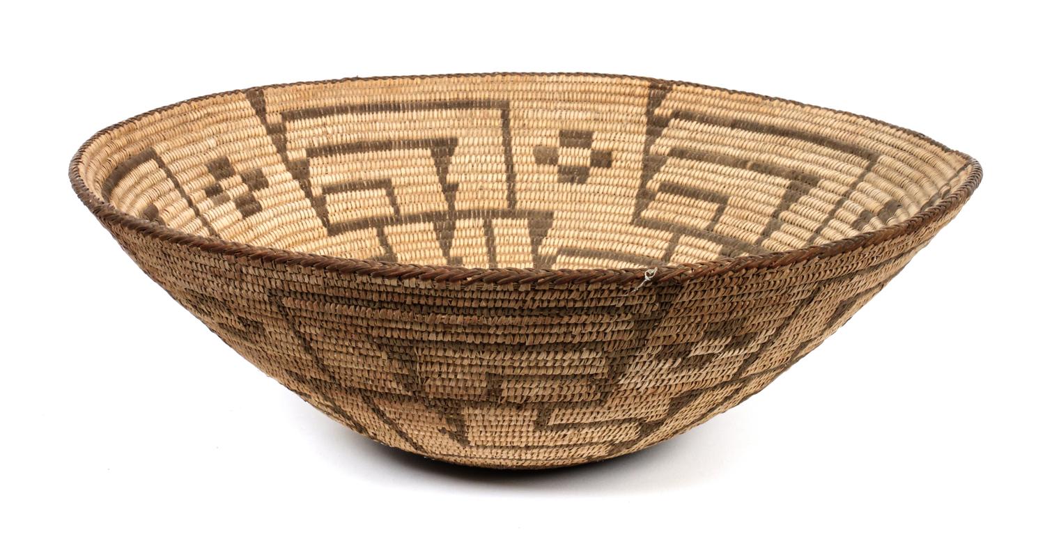 A Large Pima Basket Bowl Height 6 1/2 x diameter 18 1/4 inches.