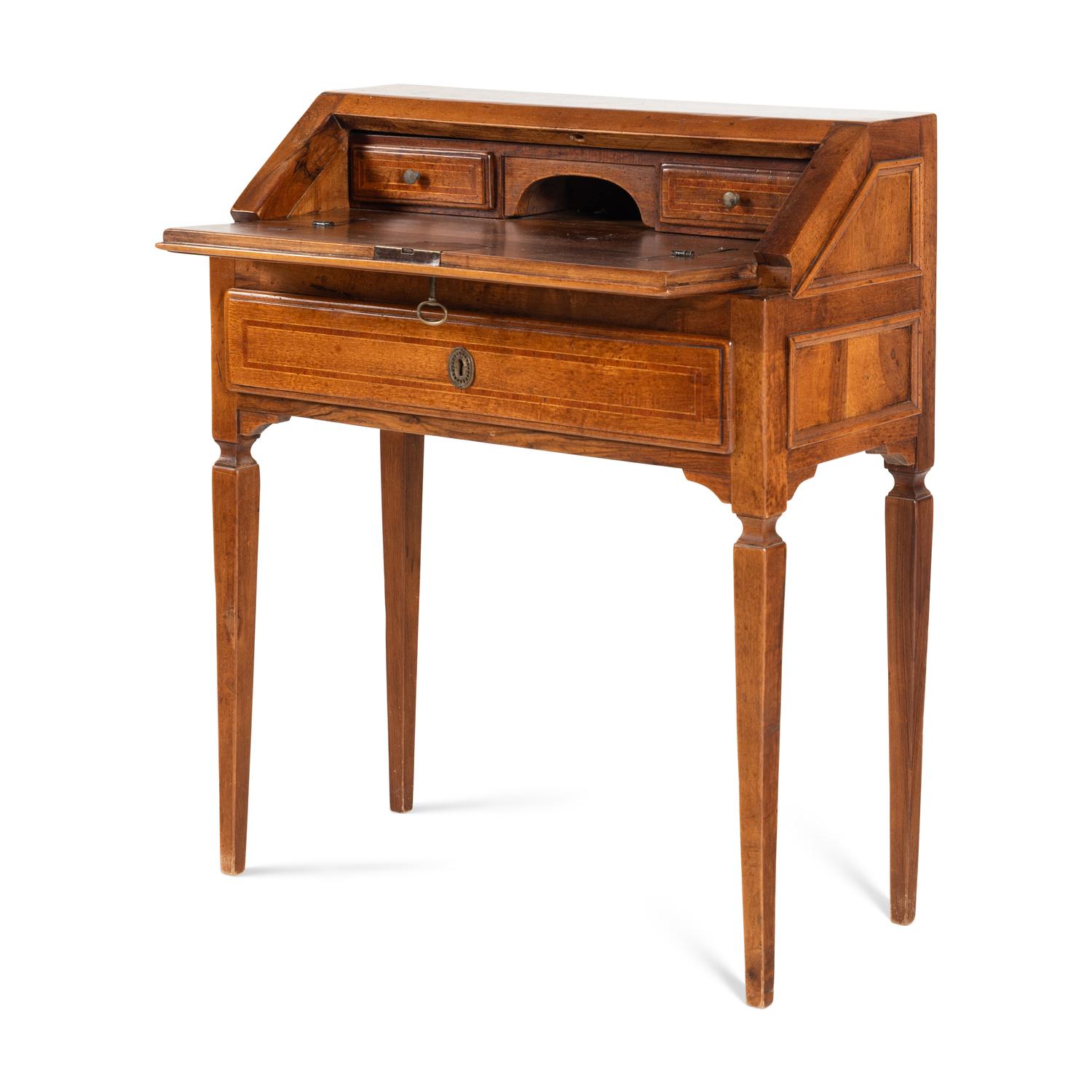 An Italian Walnut Slant-Front Bureau