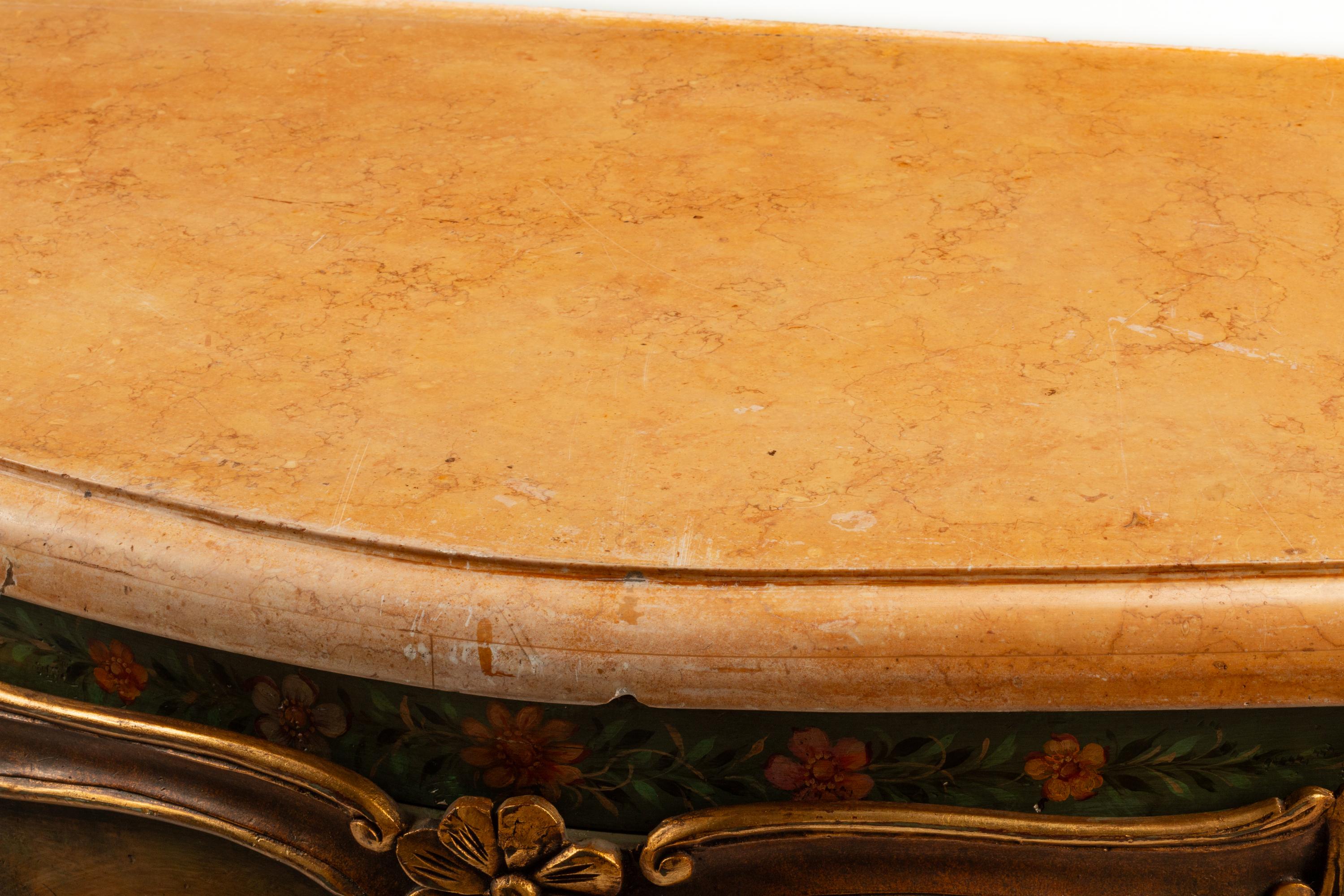 A Venetian Style Painted Marble-Top Commode