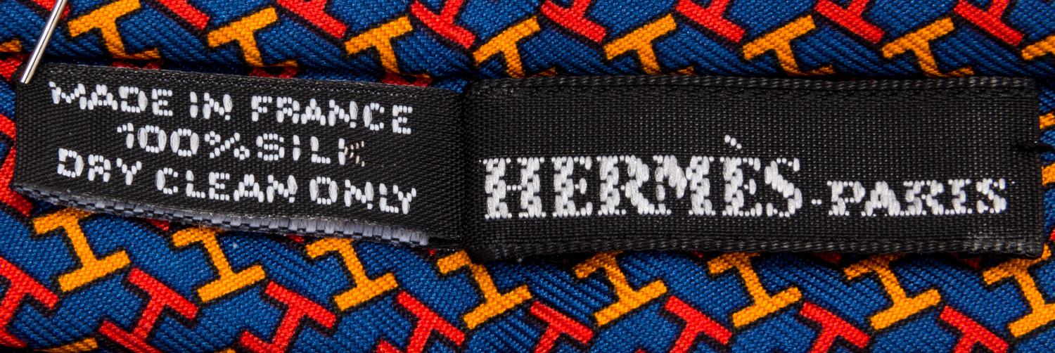 An Hermès Blue Silk Ascot,