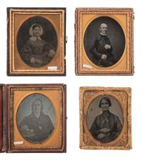 [EARLY PHOTOGRAPHY]. 4 sixth plate images of subjects holding or wearing glasses incl. clergyman.