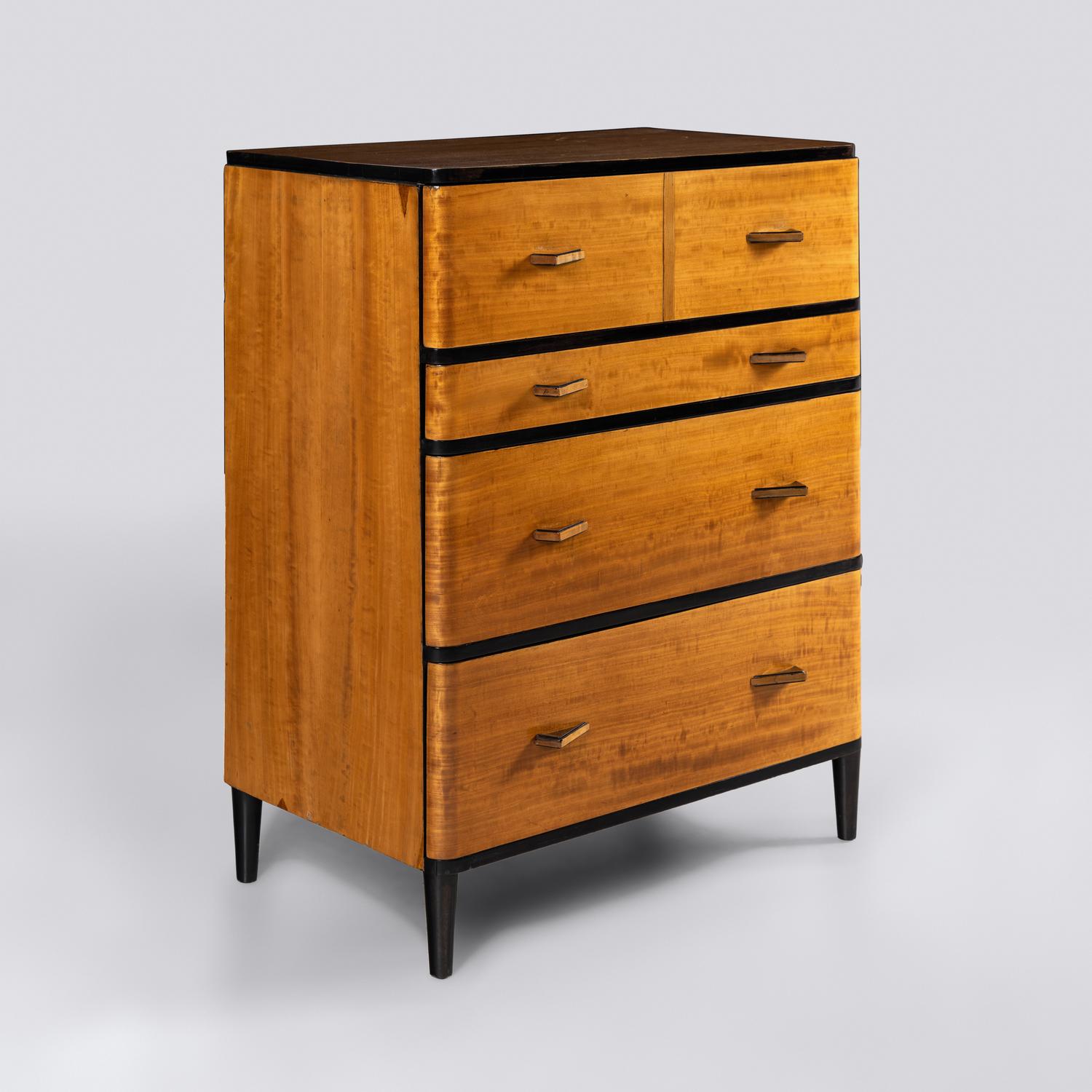 Satinwood & Ebonized Chest of Drawers, c. 1930