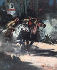 Up went the rifle to the Pomo's shoulder (Illustration for The Overland Trail) , c. 1927