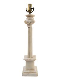 A Columnar Style Alabaster Table Lamp — 20TH CENTURY
