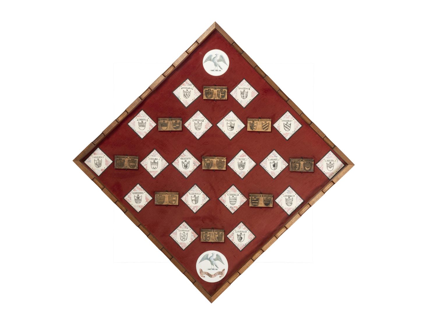 Three Sets of Framed Italian Armorial Printing Plates