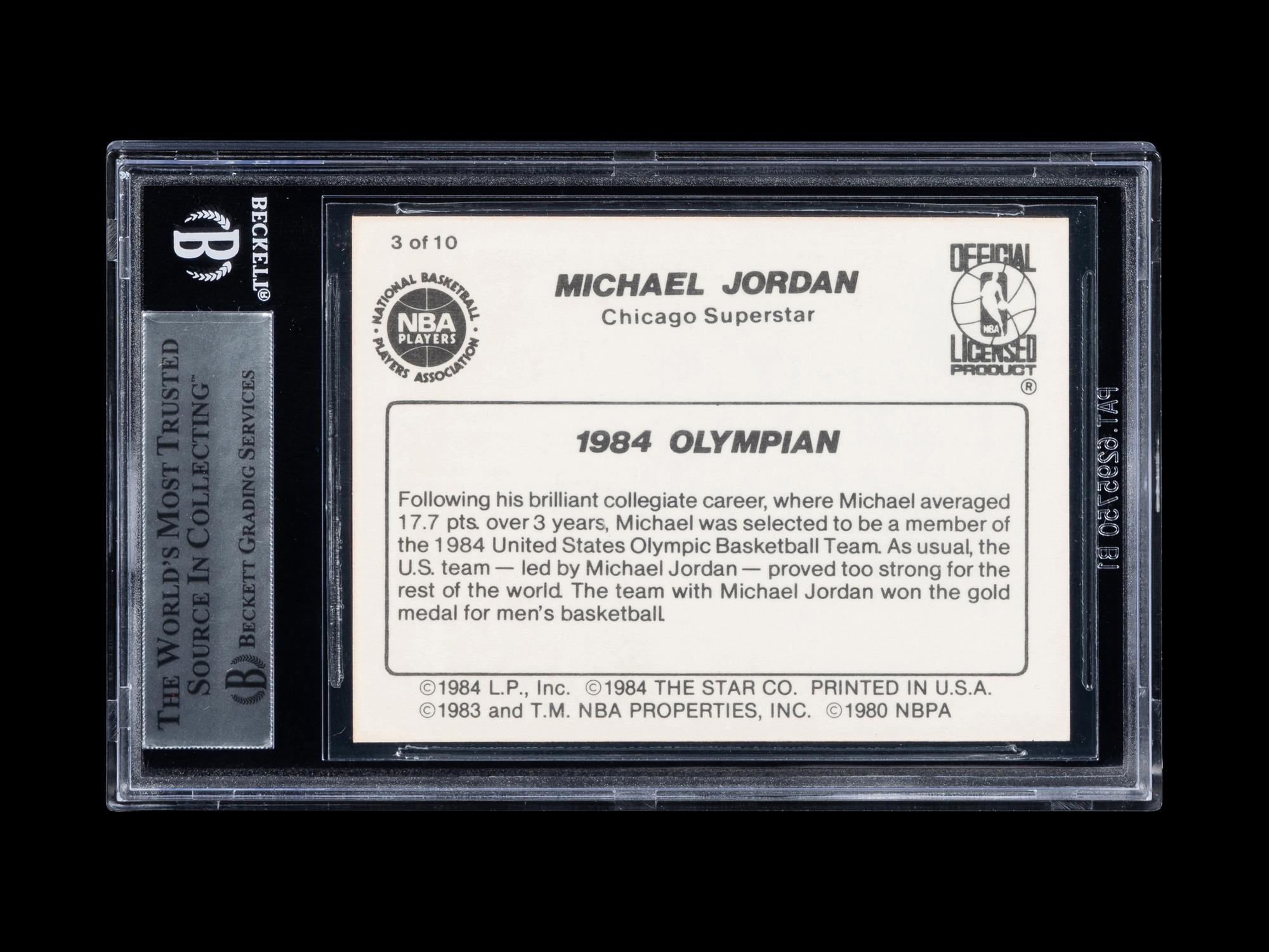 A 1986 Star Michael Jordan Set Break Basketball Card No. 3 1984 Olympian (BGS 8.5 NM-MT+, 9.5 Subgrade)
