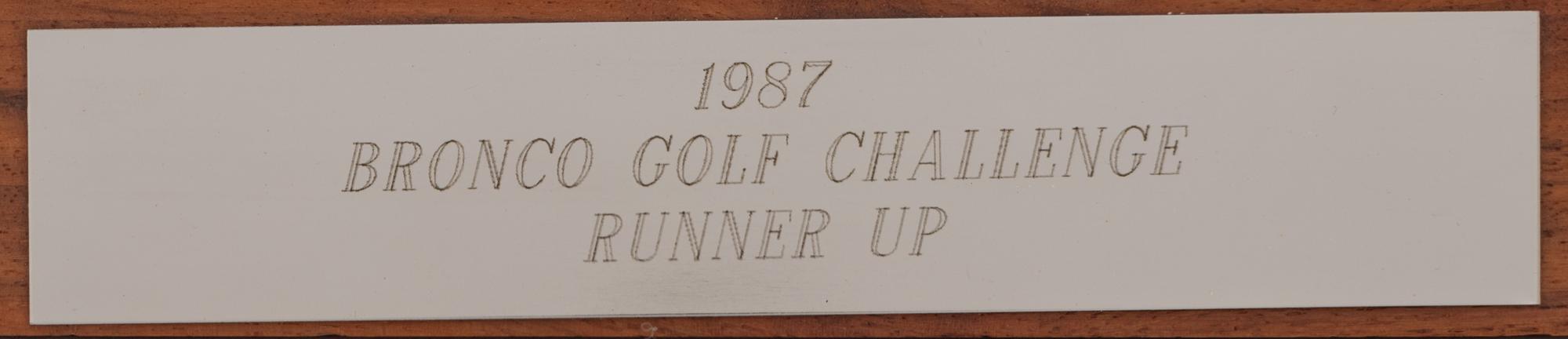 A 1987 Bronco Golf Challenge Runner Up Trophy Awarded To Mike Ditka Formerly Displayed at Mike Ditka's Restaurant