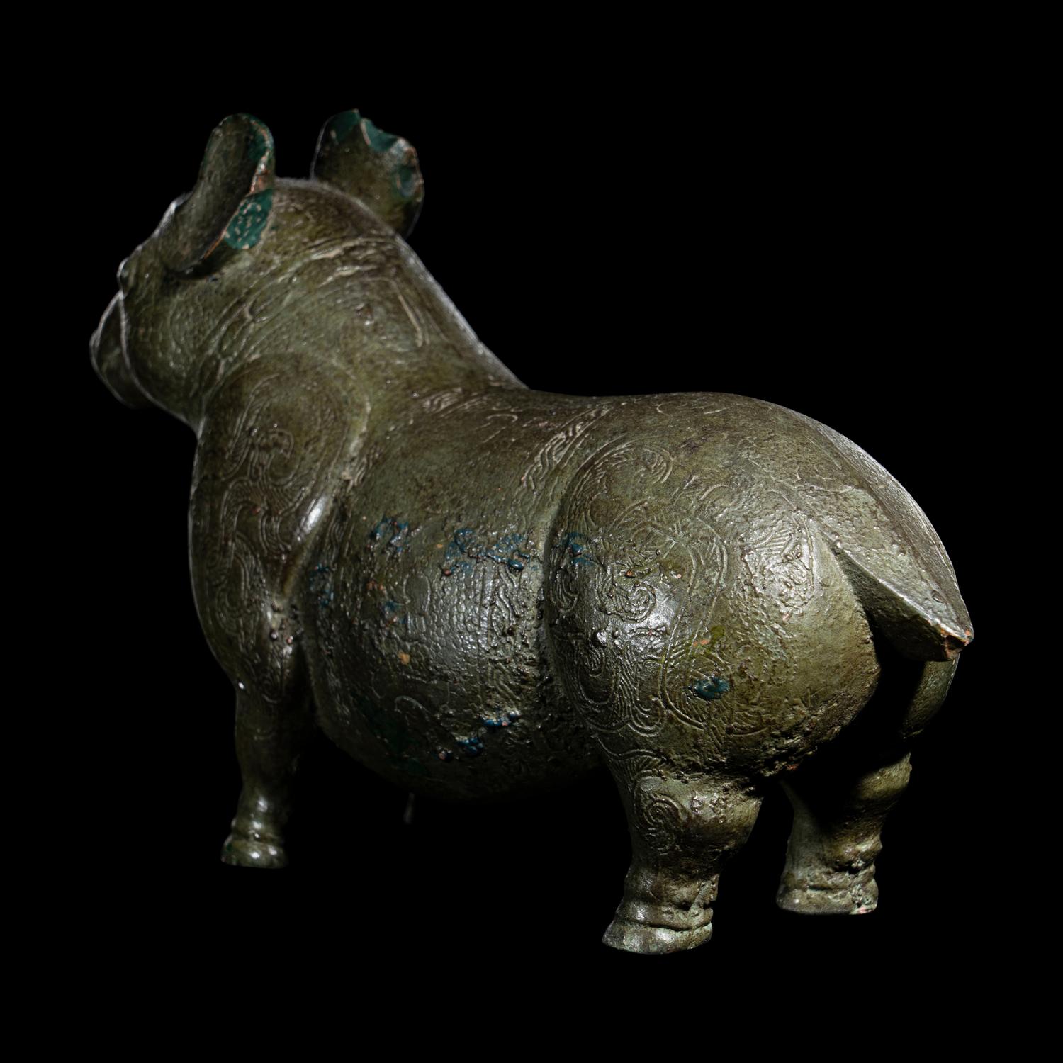 A Yixi Pottery Imitating Bronze Figure of a Tapir