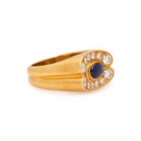 SCHLUGER, YELLOW GOLD, SAPPHIRE AND DIAMOND RING