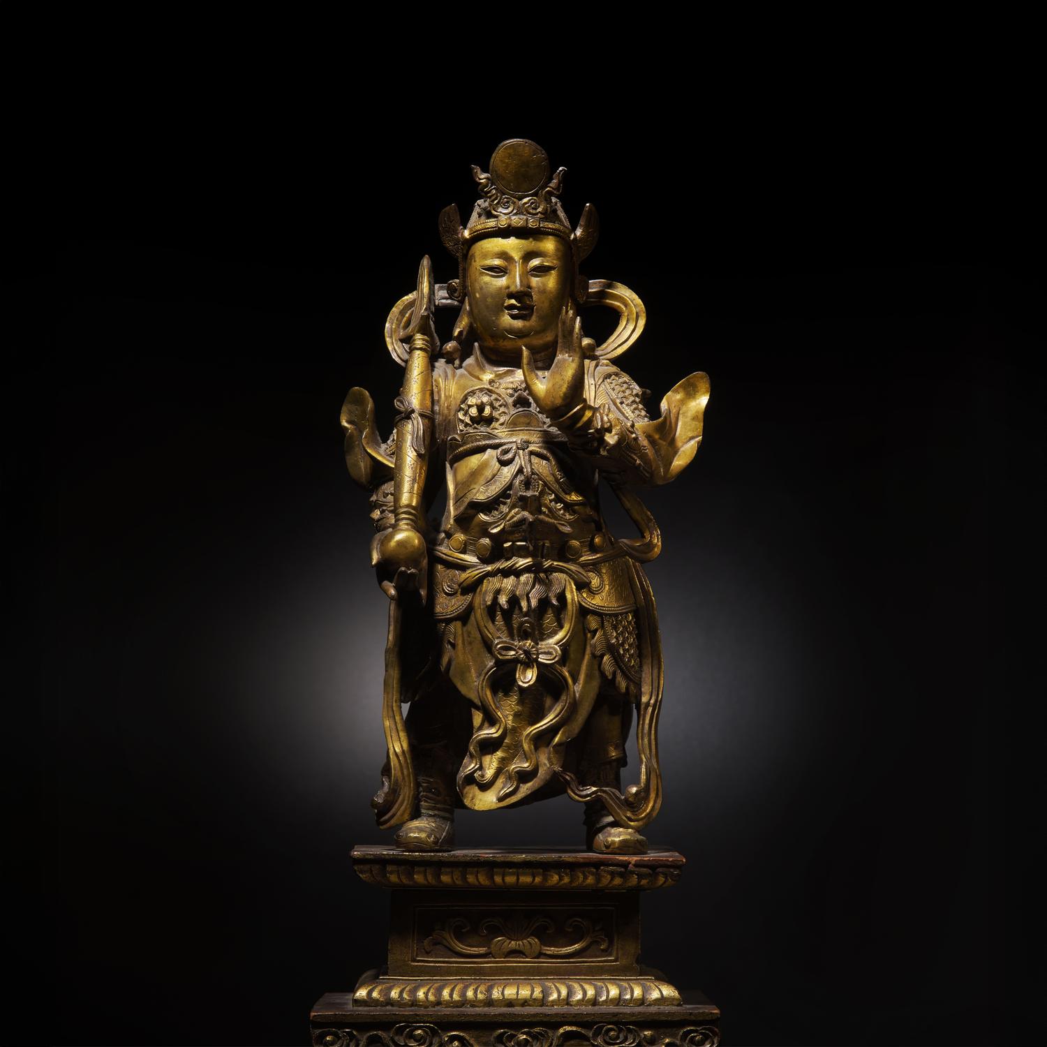 A Chinese Gilt Bronze Figure of Weituo Pusa , Ming Dynasty 明 鎏金銅韋陀