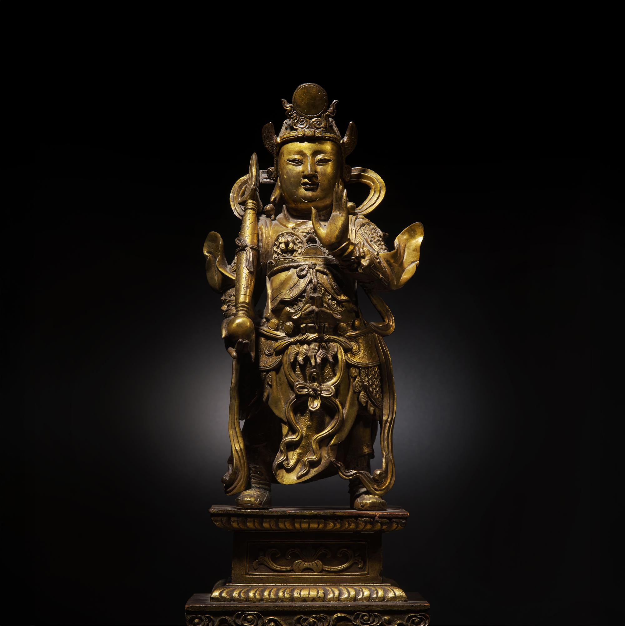 A Chinese Gilt Bronze Figure of Weituo Pusa , Ming Dynasty 明 鎏金銅韋陀