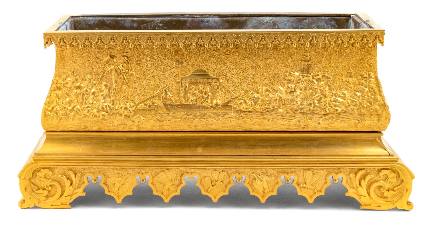 A Charles X Gilt Bronze Jardiniere Height 7 3/4 x width 16 5/8 x depth 5 1/4 inches. — SECOND QUARTER 19TH CENTURY