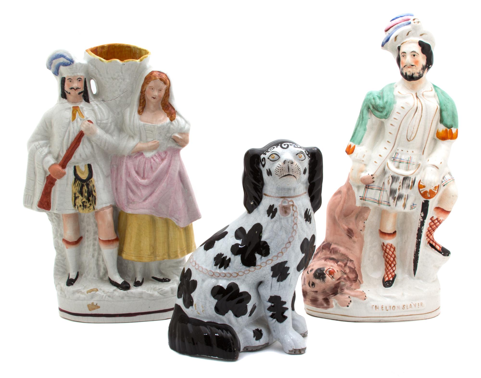 Three Staffordshire Figures Height of tallest 17 inches. — 19TH CENTURY