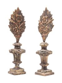 A Pair of Italian Painted Finials