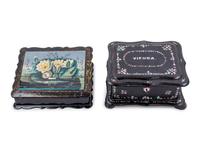 Two Black Lacquered and Mother-of-Pearl Inlaid Boxes