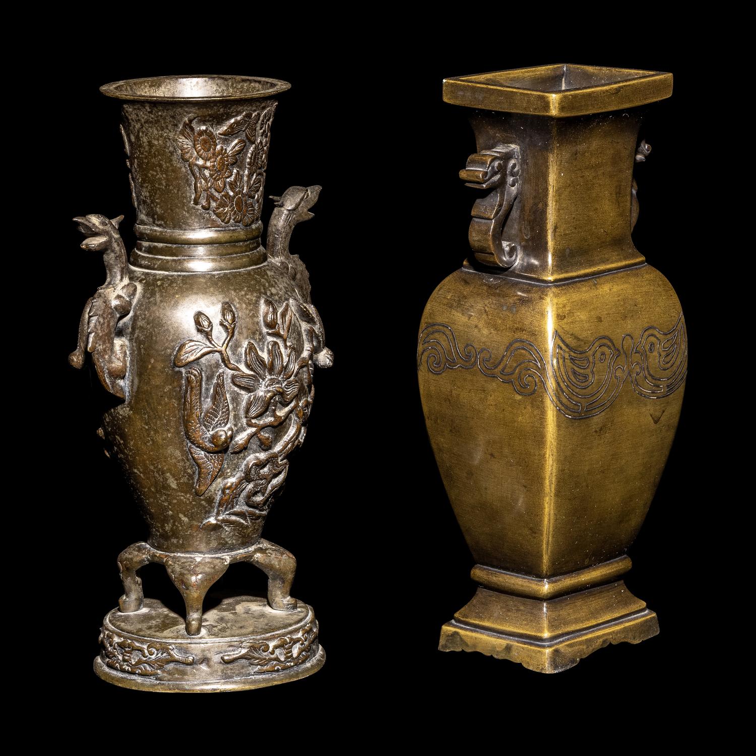 Two Japanese Bronze Vases