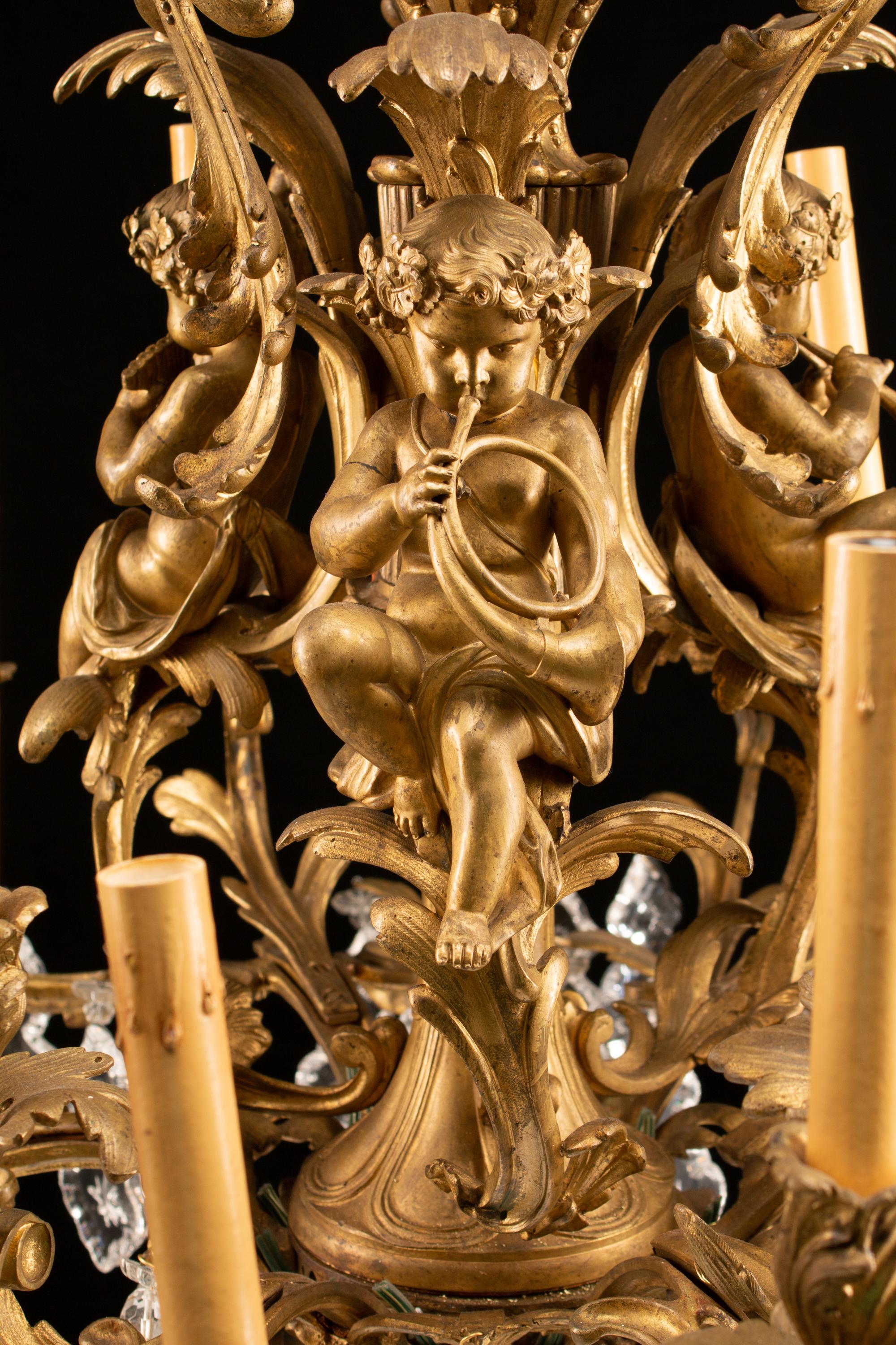 A Louis XV Style Gilt-Bronze and Glass Twenty-Four-Light Chandelier — 19TH CENTURY