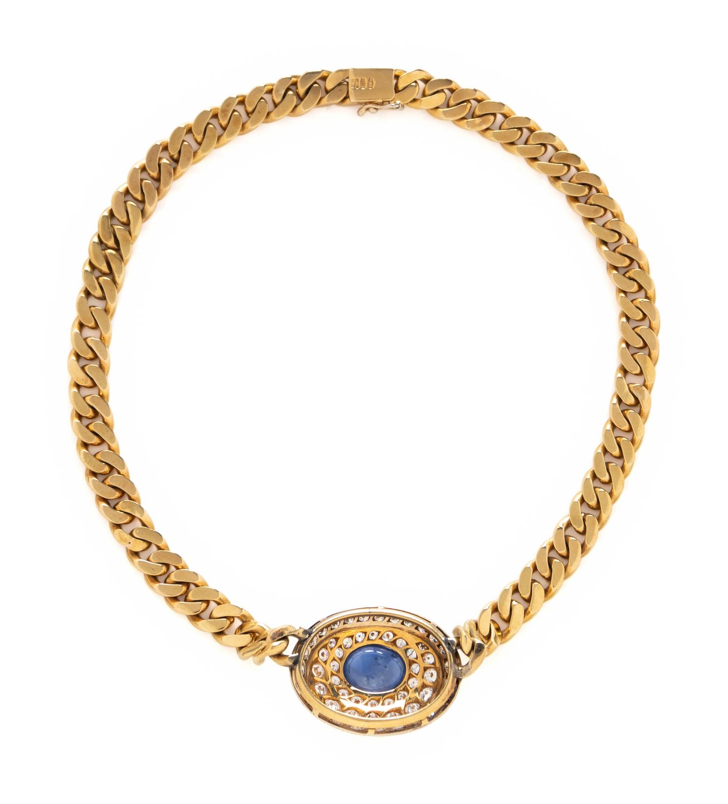 NICOLIS COLA, YELLOW GOLD, SAPPHIRE AND DIAMOND NECKLACE