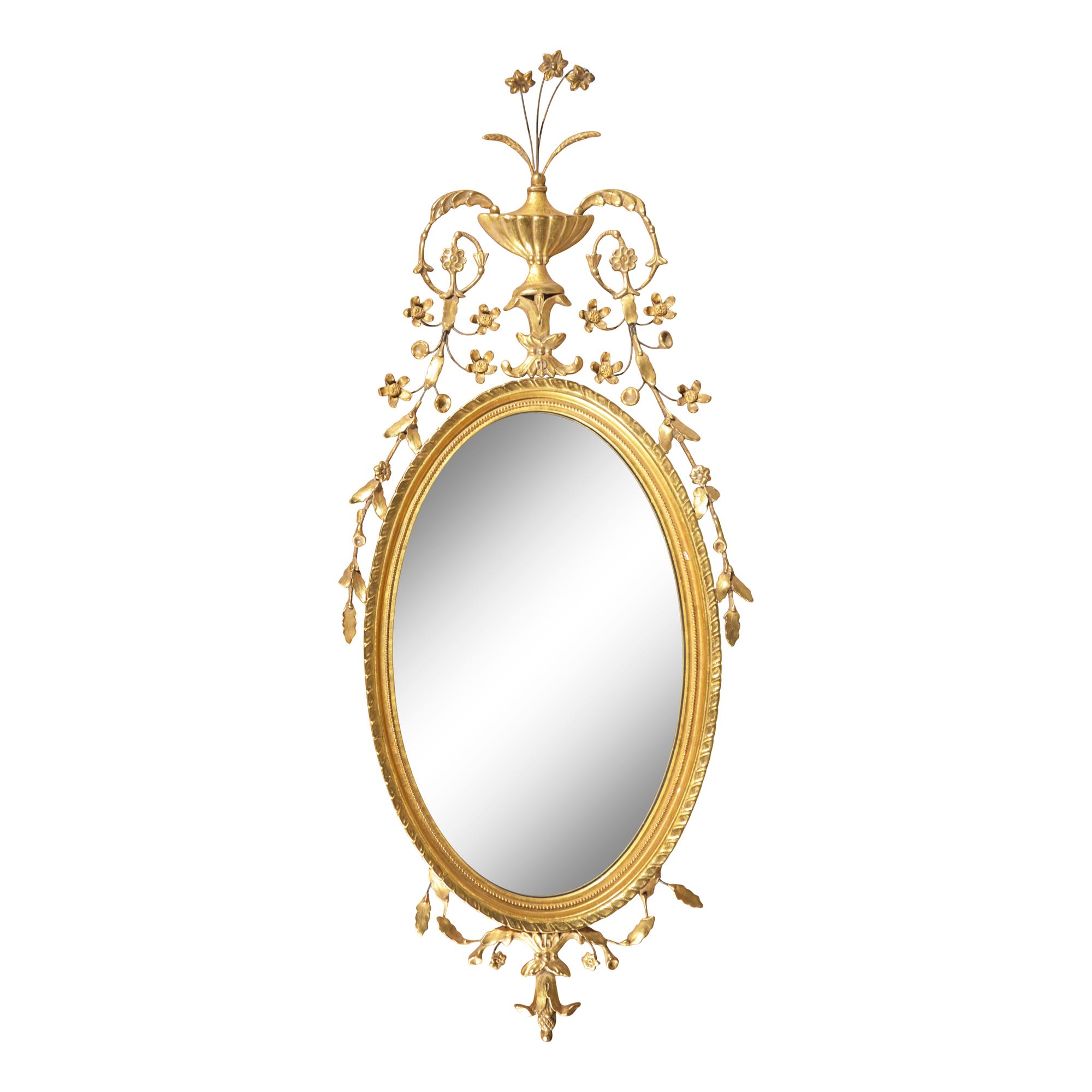 A Neoclassical Style Giltwood and Gesso Mirror