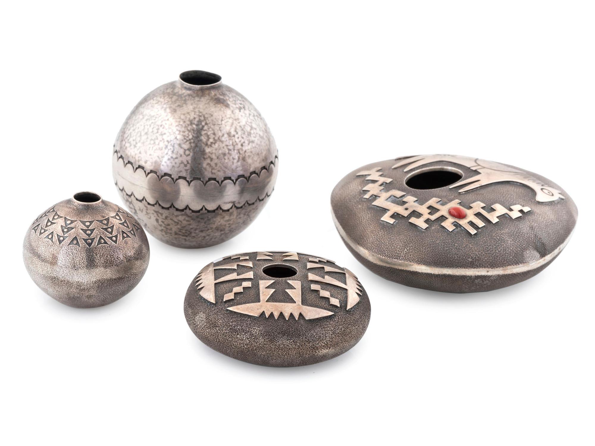 Group of Miniature Silver Seed Jars