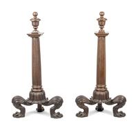 A Pair of Continental Bronze Andirons